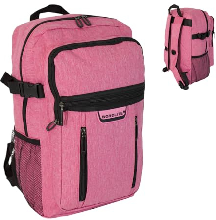 RYANAIR 40x20x25cm Carry On Underseat Cabin Backpack - Airline Approved Travel Rucksack - Approved for EasyJet, Jet2, RyanrAir, Virgin Atlantic, KLM (Pink)