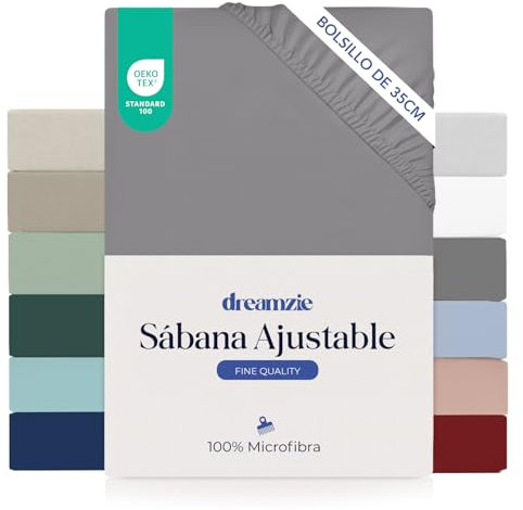 Dreamzie Spannbettlaken 150 x 190/200 cm - 35 cm Tiefe Tasche - 100% Mikrofaser Bettlaken - Anthrazit, Schadstoffgeprüft(Oeko TEX), Bettlaken mit Gummizug