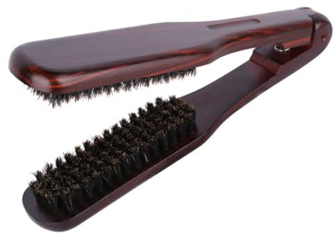 SOESFOUFU Clamp Hair Brush Wood Hair Straightener Comb Dense Bristles Shaped Design for Efficient Styling Portable for Home Salon Use