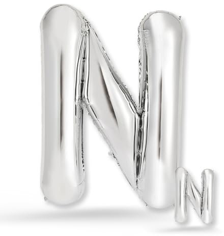 FUNXGO Folienballon Buchstabe N Silber Set - XXL Heliumballon, Langlebig und stabil, Event Deko, Perfekte Wahl für Ihre Feier - Ballon N