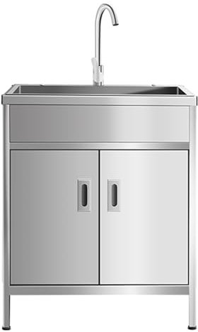 Lavandino Esterno Inox Professionale, Mobile Lavello da Cucina 1 Vasca, Lavandino per lavanderia con mobiletto e rubinetto estraibile, per garage, ristorante, cucina, lavanderia(50x40x80cm/19.7x15.7x3