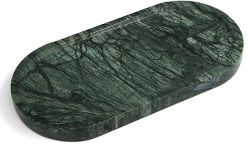 YMXYJM Tablett aus 100 % echtem natürlichem Marmor für Badezimmer, luxuriöses indisches grünes Stein-Tablett, dekorative ovale Tabletts für Arbeitsplatte, Aufbewahrung, Organizer, Kommode, Küche,