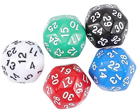 KONTONTY Dadi A 30 Facce in Acrilico Numeri 5 Pezzi Di Dadi Da Gioco Numerati Forniture Per Giochi Di Società Per Bar A Casa