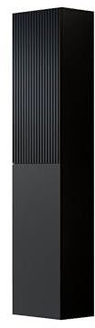 Mirjan24 Hängevitrine Cholon 2D, geriffelte Front (Schwarz) | Moderner Vitrinenschrank mit Push-to-Open-System und 5 Einlegeböden für Bücher, Dokumente und Wohnaccessoires