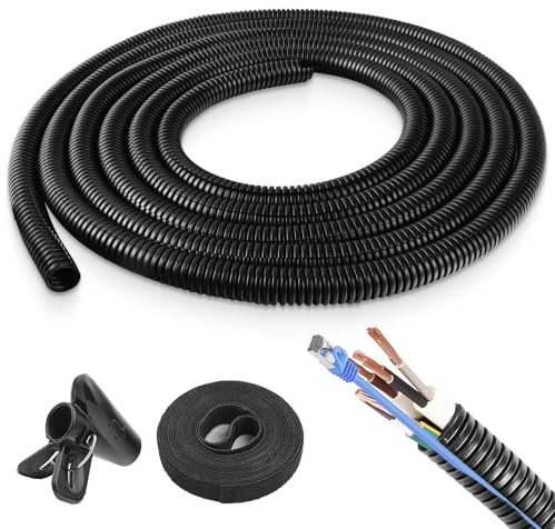Cable Tidy Sleeve, Cable Protector Animal Proof Wire Loom for TV PC, Pet Proof Cord Organizer, Anti-Trip Home Office(19mm x 3m, Black)