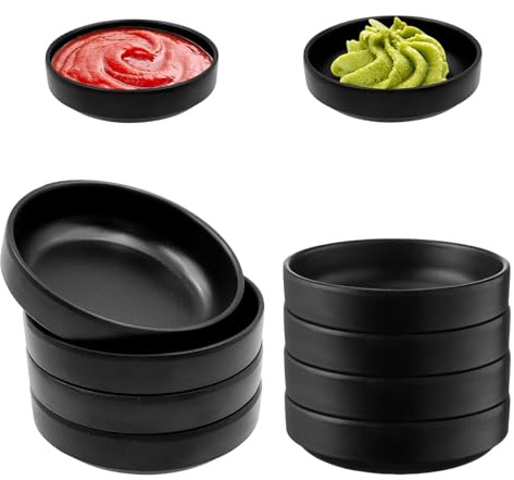 NCZCDZSW 8 Stück Schwarz Dipschalen Set, Dipping Schalen Set Sojasauce, Snack Schalen Rund Suschi Schälchen Dip Schälchen für Beilagen Sushi Charcuterie Board Tomatensauce BBQ Party