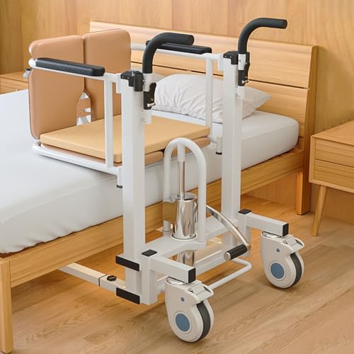 LYUXLCB Hydraulischer Rollstuhl mit 180° geteiltem Sitz und Tisch, Toilettenstuhl, sicherer Transfer vom Bett zur Dusche, Toilette, Autos