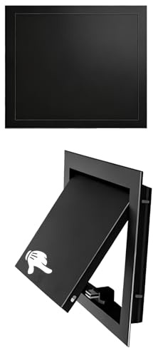 Ukkajovlex Puerta Contador Agua Panel De Acceso Empotrado - 15-60cm Puerta De Inspección Cuadrada para Techo/Pared, Marco De Aluminio + Acero Galvanizado, Negro/Blanco/Gris(Black,250x300mm)