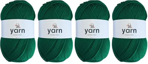Korbond Yarn Emerald Green - 2 x 100g Acrylic Wool - Lightweight, Hypoallergenic & Durable Double Knit Crochet Yarn Knitting Wool (Pack of 2)