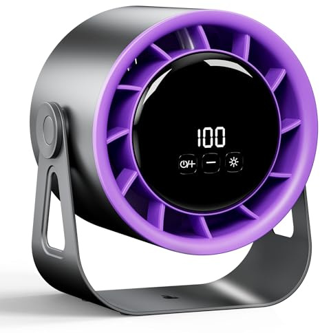 Macchiatto Tischventilator USB mit Akku, Leiser Mini Ventilator, 4 Geschwindigkeiten, 360° Verstellbar, Wiederaufladbarer Akku Ventilator Leise für Büro, Schlafzimmer, Küche, Camping, Outdoor