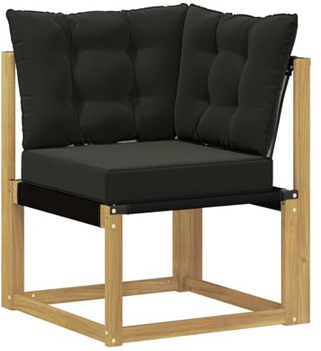 vidaXL Outdoor Ecksofa Massivholz Akazie und Textilene Stoff Weiß, Akazienholz Balkonmöbel, modernes, Robustes Lounge-Set für vielseitige Garten-Nutzung, wetterfest und schick