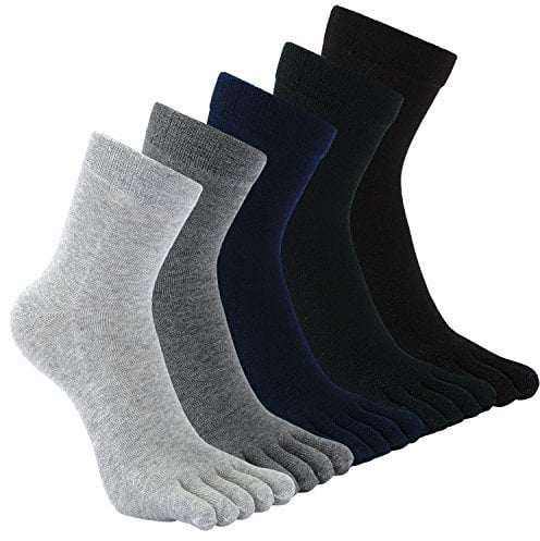 Teenloveme Chaussettes ¨¤ doigts Homme Chaussettes avec Orteils en coton, 5 paires-Multicolore- 39-44