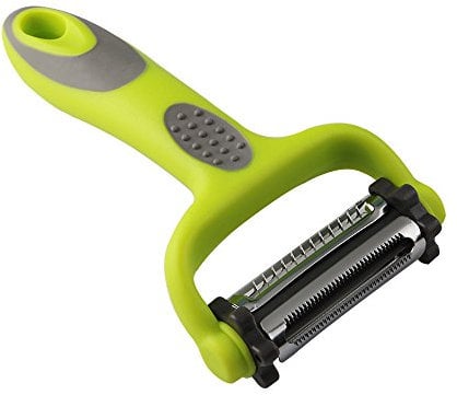FULARR Éplucheur Légumes et Fruits, Éplucheur Julienne, 3 in 1 Eplucheur Rotative Multifonction, 3 Lames en Acier Inoxydable: Dentelées, Droites, Juliennes. Poignée Confortable Antidérapante – Vert