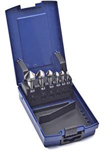 WSH-TOOLS VA-Kegelsenker Set 6-teilig HSS-E Co5 unbeschichtet 6,3 mm - 20,5mm DIN 335 Form C 90° Winkel in Rosebox