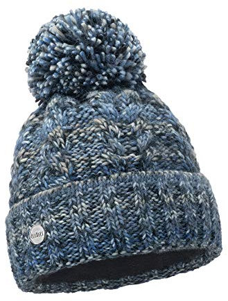 ELIMELI Damen Winter Mütze warme Strickmütze Wintermütze mit Bommel Slouch Strick Beanie Damen für Winter Bommelmütze Hergestellt in EU Farbenauswahl 19005 (Blau)