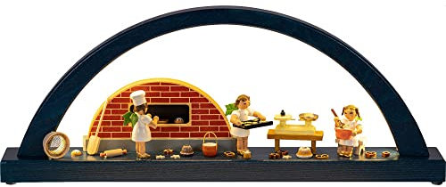 Richard Glässer Seiffen Schwibbogen LED Engelbäckerei, Länge 40 cm, Natur, original Erzgebirge