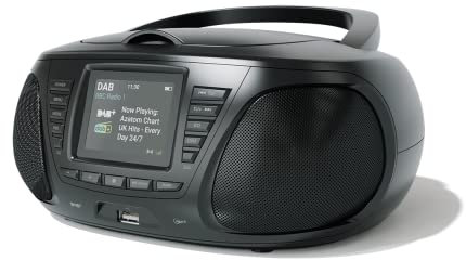 Portable CD Player with DAB/DAB+/FM Digital Radio | Bluetooth & USB MP3 Player | Large Display | Battery & Mains Powered (6x”C”) | Perfect for Home, Office or Outdoors | AZATOM Zenith Z4 (Black)