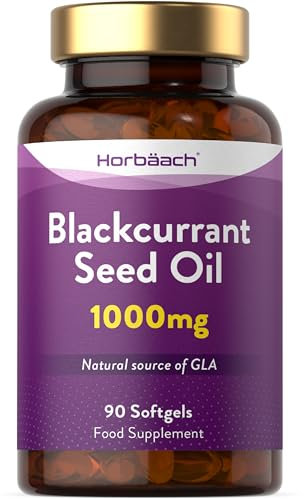 Blackcurrant Seed Oil 1000mg | 90 Softgel Capsules | Natural Source of GLA | High Strength Blackcurrant Supplement | Horbaach