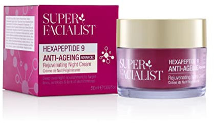 Super Facialist Hexapeptide 9 Anti-Ageing Advanced Night Cream - Rejuvenating & Nourishing Overnight Moisturiser with Anti-Aging Complex, Vegan Friendly, 50 ml