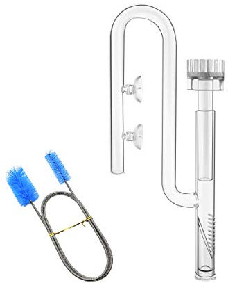 IAFVKAI 17mm Verre Aquatic Inflow Lily Pipe avec écumoire de Surface pour Filtre d'aquarium 5/8 i.d. (16/22mm) et Acier Brosse de Nettoyage Flexible pour Tubes Inoxydable pour planté d'aquarium