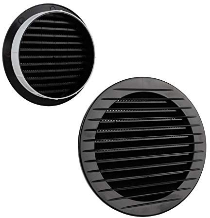 MKK Griglia di ventilazione per esterni, protezione dagli insetti, colore bianco, grigio, marrone, antracite, rosso mattone, 60, 70, 80, 90, 100, 120, 125, 150 mm, nero, Ø 125 mm