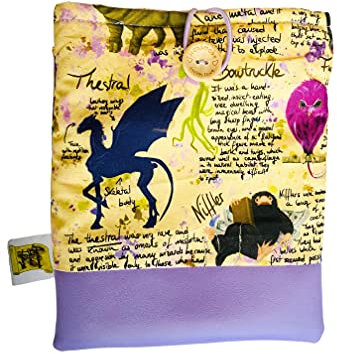 Custodia artigianale piccola per libri e e-book di animali fantastici + segnalibro regalo, cotone biologico, imbottita, regalo ideale per adolescenti