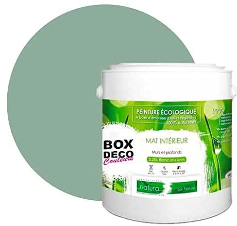 BOX DECO COULEURS Peinture murale naturelle écologique aspect mat intérieur Natura - 2,5L, Vert Sauge