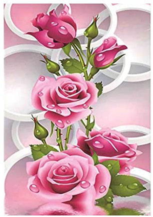 DOUKOYEE 5D DIY Diamond Painting Kinder Erwachsene Blumen Rose Bilder Malerei Bunt Muster Stickerei Kits 5D Diamantmalerei Home Wanddekoration Wohnzimmer Schlafzimmer Eingang Dekoration (A)