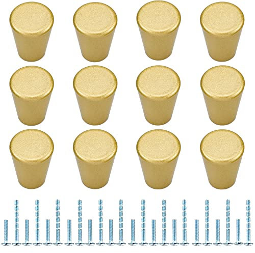atopo 12 Stück Schubladenknauf, Schrankgriff, Türgriff mit 2 Größenschrauben für Möbel, Schrank, Kommode, Kleiderschrank, Perfekt für Küche, Badezimmer, Schlafzimmer (Gold)
