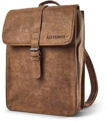 your surprise Lederrucksack für Damen, Herren und Kindern personalisierbar aus Kunstleder in braun, perfekter Tagesrucksack mit Name mit verstellbaren Trägern (S)