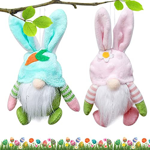 Ostern Deko Wichtel, 2 Stück Plüsch Osterhasen Zwerg Ostern Anhänger, Frühlingsdeko, Osterhasen Puppen, Wichtel für Osterdekoration Osterhase Wichtel Dekor Oster Party Geschenke Aufhängen Deko