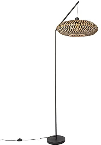 Qazqa - Orientalisch Orientalische Stehlampe schwarzer Bambus - Ostrava I Wohnzimmer I Schlafzimmer - Bamboo Länglich - LED geeignet E27