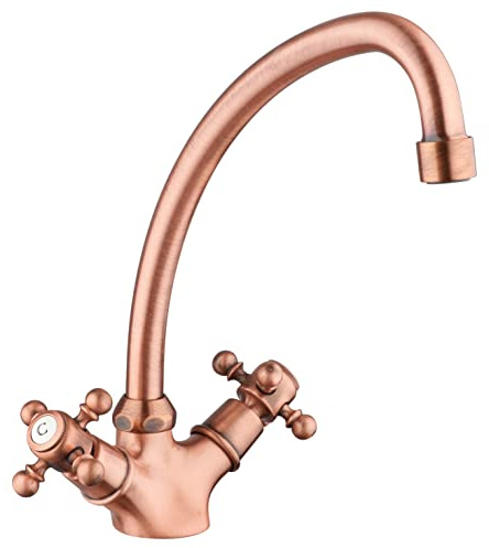 PAINI FRANCE ROBINETTERIE Mitigeur d’évier Tiffany bec Col de Cygne Vieux Cuivre - Robinetterie salle de bain