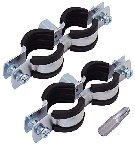 SKIR'CO (2 piezas) Soportes de tubo dobles con forro de goma para tuberías de 20-24 mm, abrazaderas de tubería, soportes de tubería para montaje en pared y techo