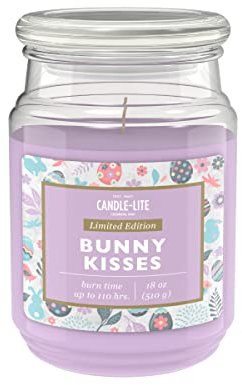 Candle-Lite Duftkerze im Glas mit Deckel | Bunny Kisses | Duftkerze für Ostern | Kerzen lange Brenndauer (bis 110h) | Lila Kerzen | Duftkerze Groß (510g)