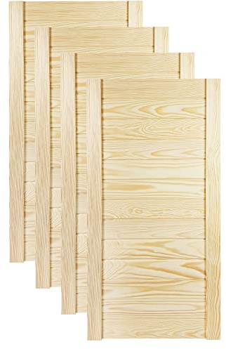 DecoMeister Lamellentüren Holz 4er Pack 394x766 mm | Holztür aus massiver Kiefer mit fühlbarer Struktur | Möbelfronten für individuelle Renovierung | Lamellentür für Schrank oder Garderobe | Natur