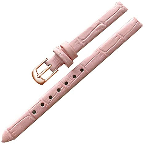 LEBINA Accessoires de Montre Bracelet de Montre Vintage pour Femme et fille Bracelet en cuir 8mm 10mm Boucle Ardillon en or Rose, Rose, 8mm