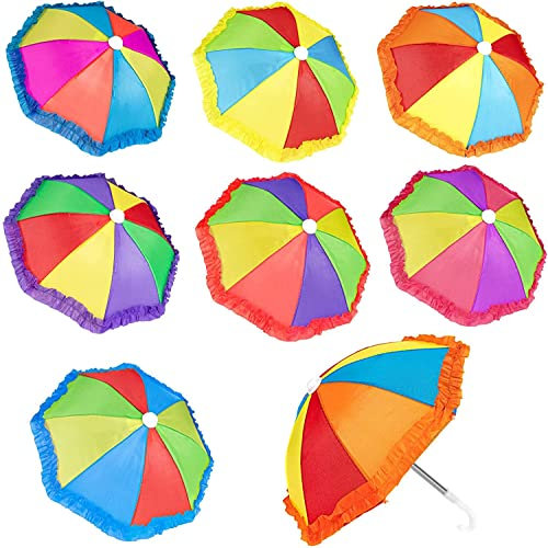 8Pcs Mini Regenschirme für Puppe, Mini Regenschirm Spielzeug, Puppe Regenschirm, Mini Regenschirm für Decroation, Miniatur Spielzeug Regenschirm, Mini Spielzeug Regenschirm für Kinder