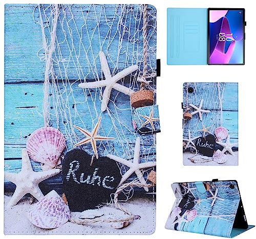 CXTCASE Hülle für Lenovo Tab M10 Plus (3rd Gen) 10,6 Zoll, Schutzhülle Smart Case Cover PU Leder, Standfunktion Slim Schutzhülle für Lenovo Tab M10 Plus (3rd Gen), Muschel Seestern