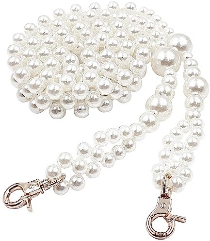 WANYIG Handykette Perlen zum Umhängen Taschenkette Perlen Trageriemen für Umhängetasche Tasche Kette Crossbody Doppelte Reihe Schulterriemen Schultergurt Ersatz Accessoire Charme (120CM, B)