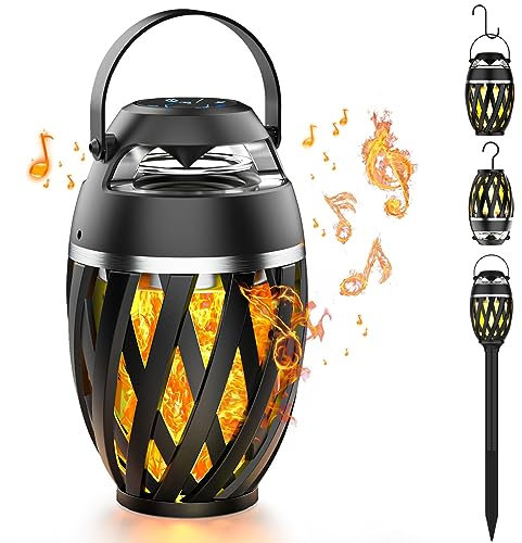 Xpoovv Outdoor Speakers Bluetooth Waterproof,Gifts for Men Women Dad Mom Father, LED Flame Speaker Portable Bluetooth Speakers with Stakes/Poles/Hook Loud Sound 24H Playtime for Patio/Party/Camping