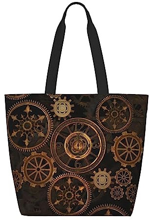 OPSREY Gitarren gedruckt Einzel Umhängetasche Mode Handtasche große Kapazität Einkaufstasche, Gears Clock Bronze Century, Einheitsgröße