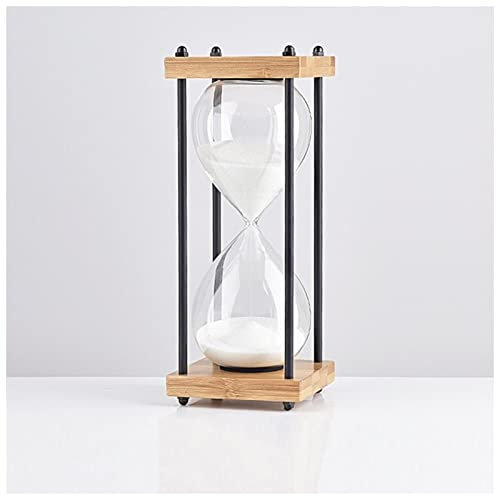 OURECO Sablier Sablier en Bois en Bois carré Sablier 30 Minutes Timer Timer Accueil Ornements Sandglass Cuisine Hour Compteur Bleu Clock Sablier Magnétique (Color : Bamboo White, Size : 30min)