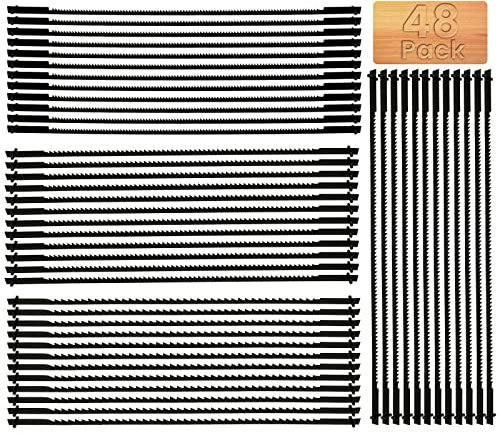 48Pcs Lames de Scie à Chantourner 10/15/18/24 Dents Lames de Scie à Chantourner 127 mm Lames de Scie à Chantourner Spirale avec Ergot pour Bois Plastique Mousse Métaux Tendres (48)