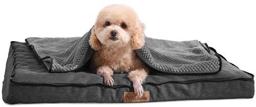YITAHOME Hundebett Kleiner Hunde - 76x51 cm Hundekissen mit Abnehmbare Decke, Hundematte für Kleiner Hunde,waschbar rutschfest Hundebetten, grau