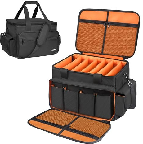 Homfu DJ High Capacity Band Equipment Bag-DJ Gig Gear Bag with Detachable Padded Bottom and Dividers,DJ Cable File Storage Organizer Bag for USB,DJ Equipment,Musicians Accessories
