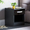 Vida Designs High Gloss Bedside Tables, Nightstand Side Table (Black, 1 Drawer)