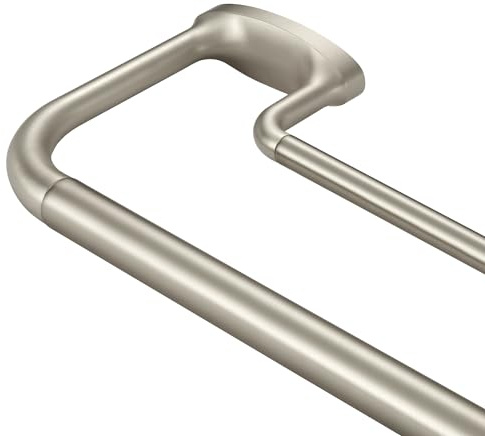 Mayrhyme Tringle à rideaux double réglable pour fenêtres, épissure interne de 2,5 cm avant et 1,6 cm arrière avec embouts et supports en aluminium (nickel brossé, 71,1 à 304,8 cm)