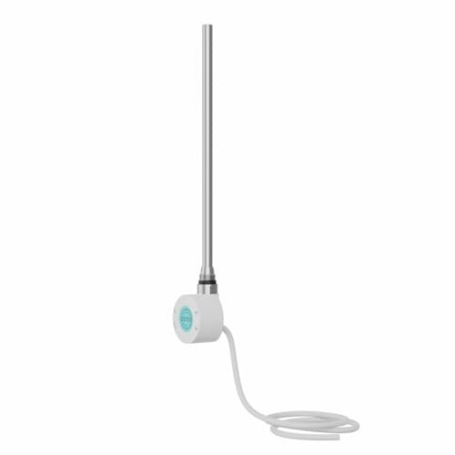 NRG White Thermostatic Heating Element LCD Display for Electric Heated Towel Rail, Dual Fuel Radiator conversion kit 150W