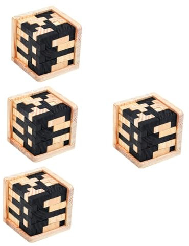 TOYANDONA 4 Stück Luban-Schloss Spielzeug Kinder Rätsel Kongming-sperre Holz Schmecken Büro Magischer Kampf